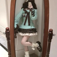 Brown Women Plaid Skirts Kawaii Lolita Sweet Mini Skirts Vintage Lace Patchwork Cute Fashion High Waist Layered Skirt voguable