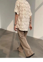 Hawaiian Shirt for Men Small Flower Cuba Collar Vintage Holiday Beach Couple Clothing Male Top Summer voguable