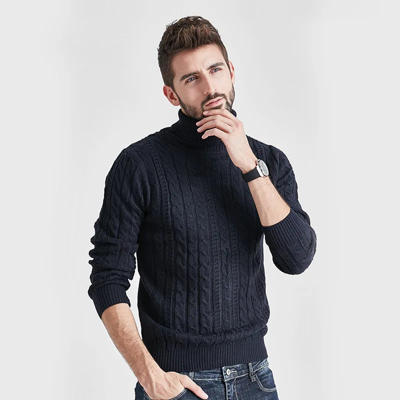 Boys Red Vintage Sweaters Winter Winter Striped Turtleneck Men Long Sleeve Pullovers Loose Knitted Knit Top Oversized Knitwear