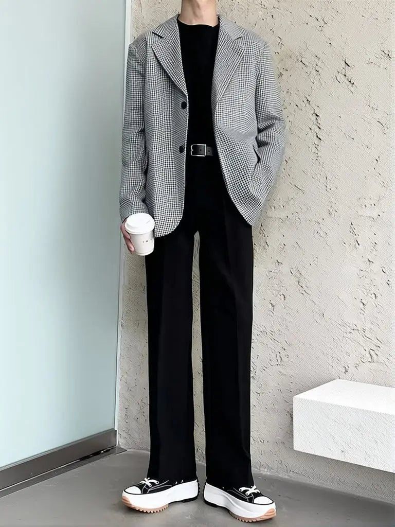 Voguable  Harajuku Wide leg Casual Pants Men Korean Fashion Drape Suit Pants Streetwear Cool Black Straight Long Trousers Work Wear New voguable