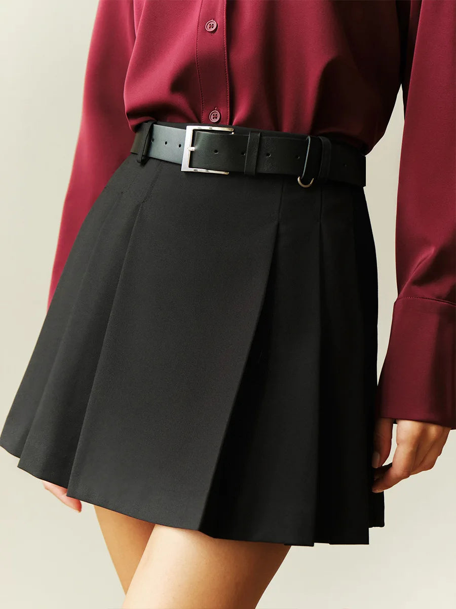 Fashion Solid Gray Pleated Short Skirt 2025 New Spring Summer High Waist A-line Women Skirts College Style Sweet Woman Clothing voguable