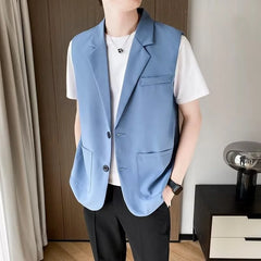 Voguable Suit Vest Men Slim Fit Fashion Social Men Dress Vest Korean Business Casual Solid Color Vest Men Office Formal Vest S-3XL voguable
