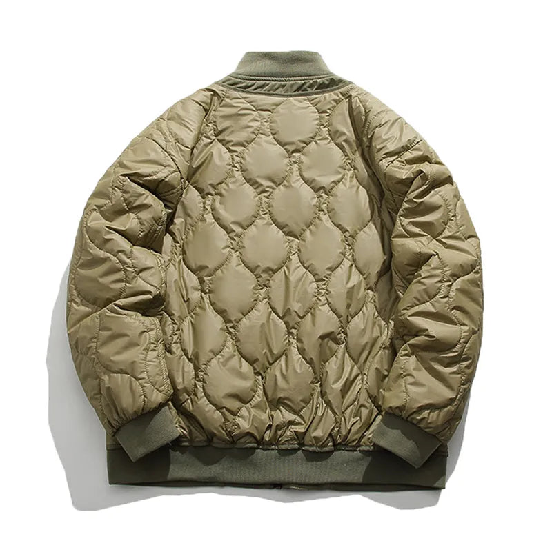 Winter Color Blocking Big Pocket Zipper Cotton Padded Men Retro Casual Fashion Baseball Uniform Couples High Street Jacket Thin voguable