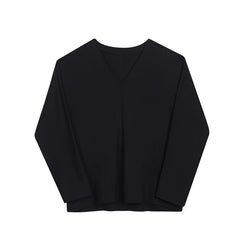 Men Casual T-shirt Long sleeves V neck shirt Solid color Sweatshirt Male Jogging Tracksuit Homme Athletic Shirt Tops
