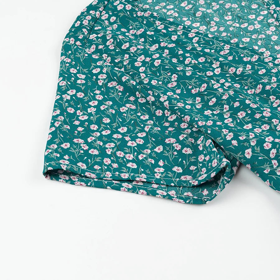 Short Sleeve Floral Print Chic Women Dress Bandage Chic Vacation Casual Summer Dress Chiffon 2025 New High Wasit Female Clothing voguable