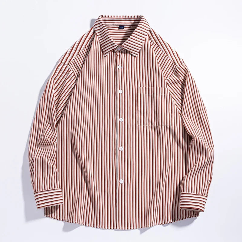 Voguable  Trendy Brand Fashion Autumn New Men's Turn-down Collar Printing Single Breasted High Street Casual Loose Long Sleeve Shirts Tops voguable