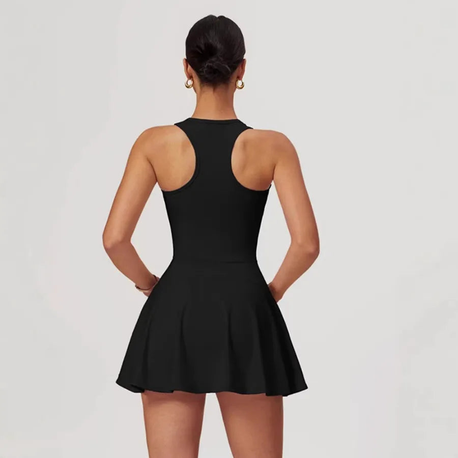 Voguable  European and American -   design sense half zipper retro street art chill lazy low-cut dress voguable