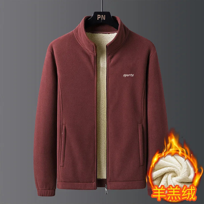 Mens Wool Liner Jackets New Winter Men Thicken Jacket Fleece Warm Stand Collar Men Outdoor Coats Casual Long Sleeve Outwear 5XL voguable