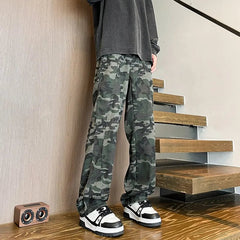 camouflage Jeans Men straight Pants patchwork male jean Fit Patchwork Streetwear Men's Trousers Denim Large size Hip Hop voguable