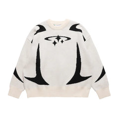 Y2k Men's Hip Hop Knitted Sweater Gothic Print Graphic Pullover Autumn Harajuku Streetwear Cotton Vintage Oversized Sweater voguable