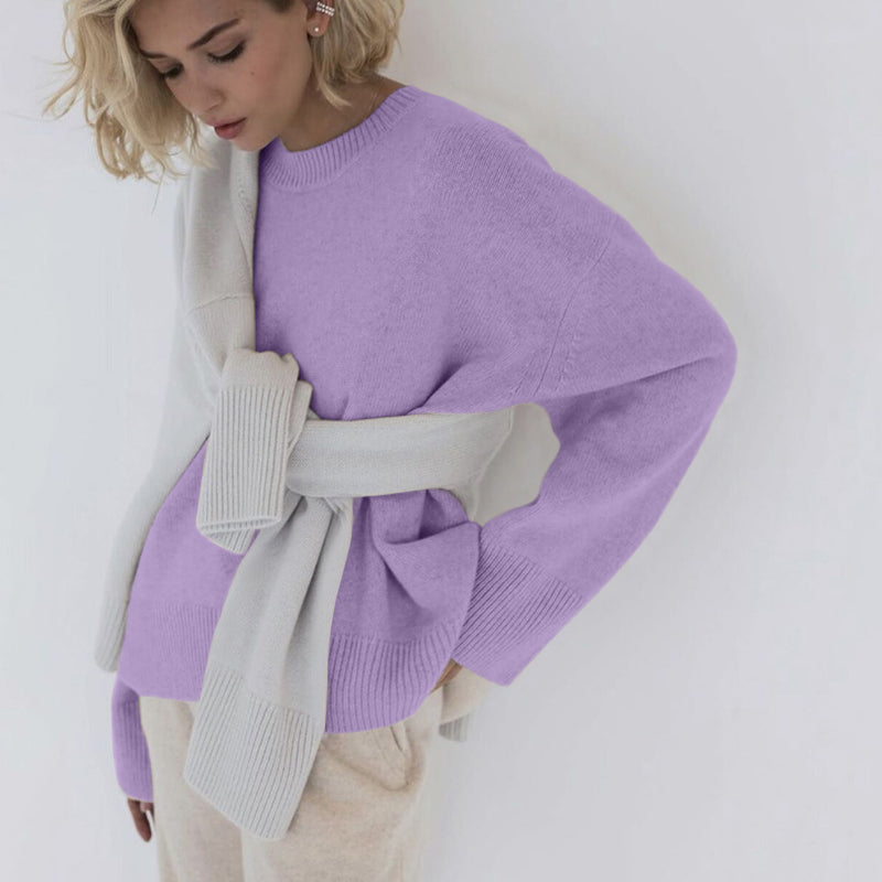 Cashmere Elegant Women Sweater Oversized Knitted Basic Pullovers O Neck Loose Soft Female Knitwear Jumper voguable