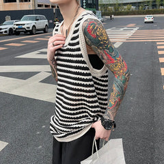 Voguable Summer New Stripe Pattern Design Original Trendy Sleeveless Vests Men Street Tank Tops Korean Reviews Many Clothes voguable