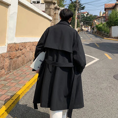 Streetwear Spring Trench Korean Men Fashion Overcoat for Male Long Windbreaker Streetwear Men’s Woman‘s Coat Loose New Clothing voguable