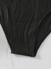 Voguable Sexy V Neck One Piece Swimsuit 2024 Women Solid Black Ribbed Tummy Control Swimwear Brazilian Bathing Suit Backless Monokini voguable