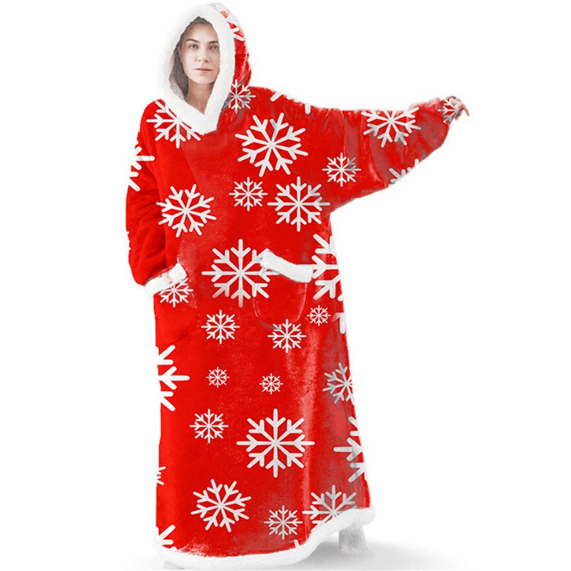 Oversized Hoodie Blanket Women Winter Warm Plush Hoodies Sweatshirt Men Loose Casual Super Long TV Blanket Giant Hoodie Blankets voguable