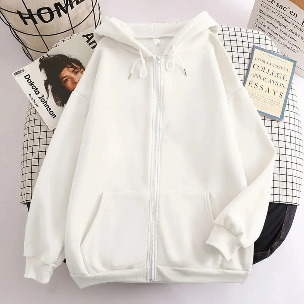 Autumn Trendy Men's Hoodie Solid Color Zip Up Loose Jacket Coats Casual Long Sleeve Hooded Sweatshirt Outdoor  Male Clorhes voguable