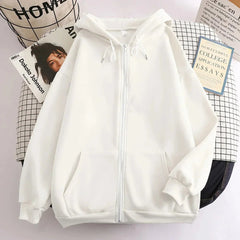 Autumn Trendy Men's Hoodie Solid Color Zip Up Loose Jacket Coats Casual Long Sleeve Hooded Sweatshirt Outdoor  Male Clorhes voguable