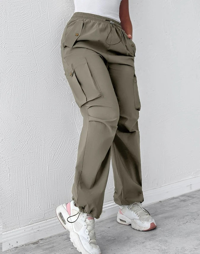 Voguable  Summer New Casual Daily Drawstring Pocket Design Cargo Pants voguable
