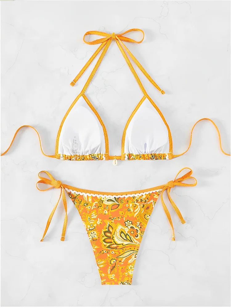 Voguable  Summer Female Swimsuit Bathers Bathing Swimming Suit Beachwear Halter String Triangle Two Piece Bikini Women Swimwear voguable