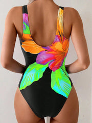 Voguable  Sexy Print High Waist Tight One Piece Swimsuit Women Beach Vacation Bikinis New All Season Backless One Piece Swimsuit voguable