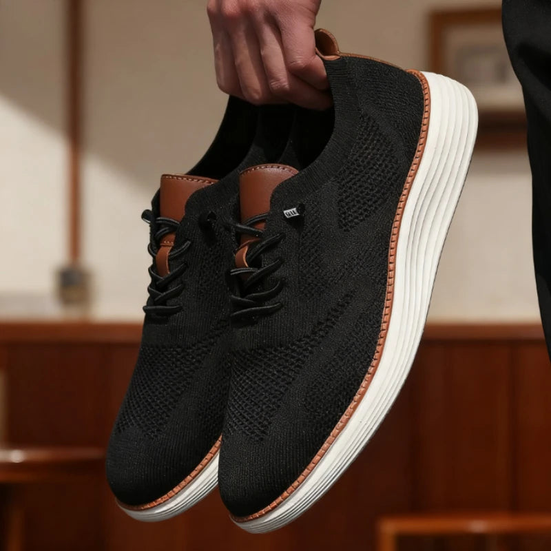 Voguable  Men Casual Walking Shoes Breathable Mesh Knit Sneakers Hot Selling Bestselle Lightweight Non-slip Flat Lace Up Running Shoes Men voguable