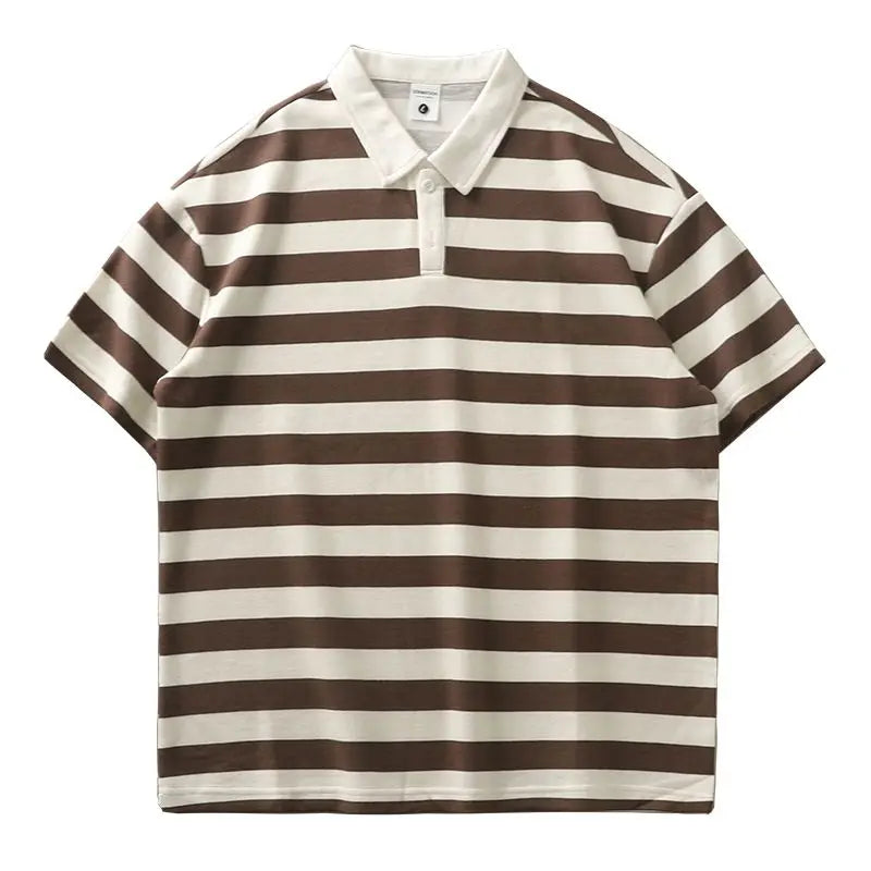 Voguable  Striped Short Sleeve POLO Shirt Men's Summer Polo T-shirt Casual Half Sleeve Top Korean Men's Clothing voguable