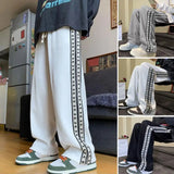 Men Pants Shrink Resistance Absorb Sweat Casual Trousers Drawstring Elastic Waist Waffle Grid Spring Sweatpants Men's Clothing