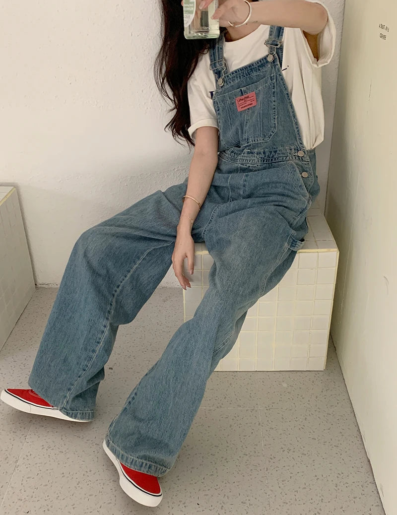 Voguable  Casual Denim Jumpsuits Women Autumn New Style Loose Jean Overalls Korean Baggy Wide Leg Rompers Woman voguable