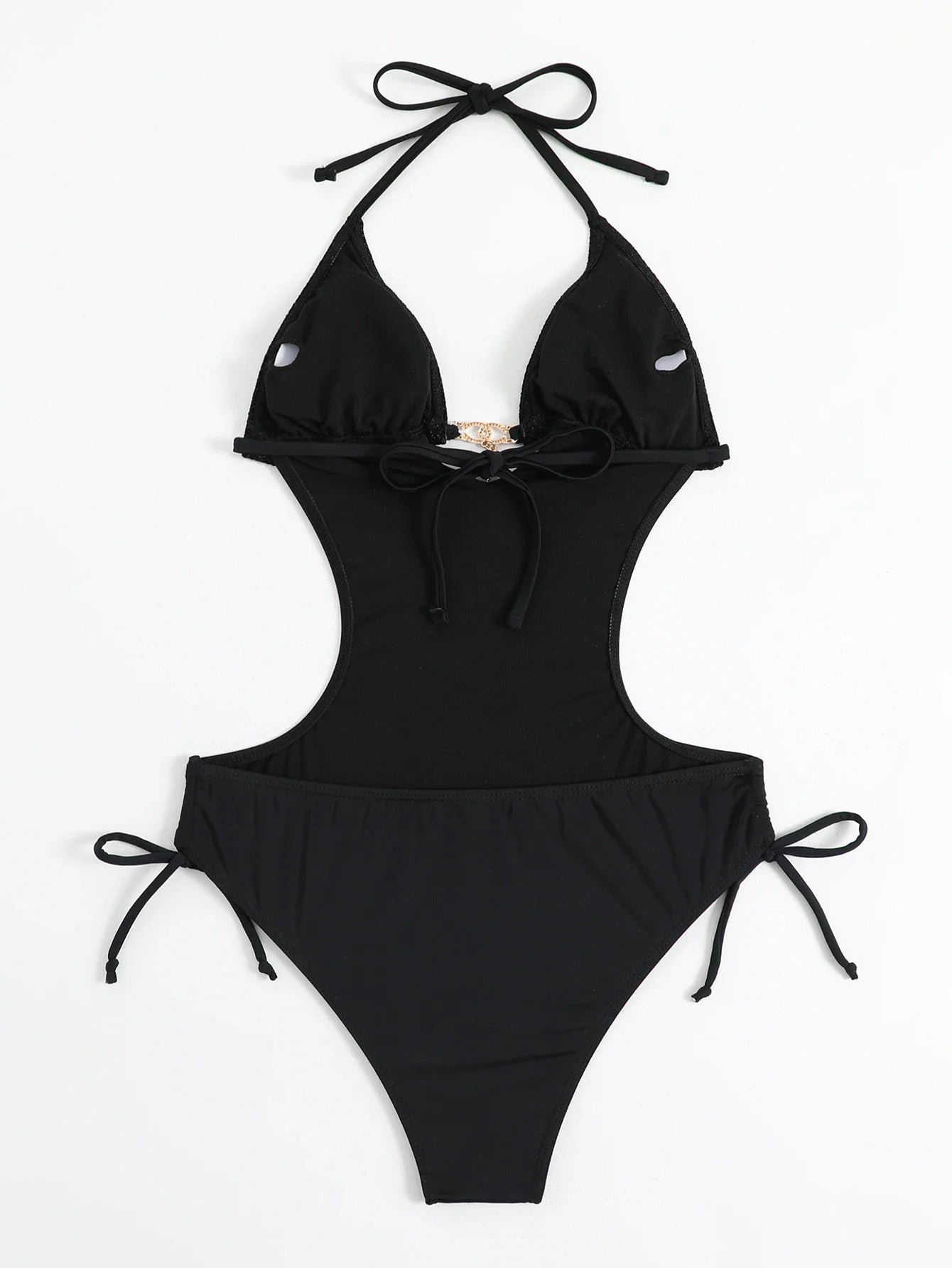 Voguable Sexy Black Swimwear Trikini Women Push Up Lace Up Backless One Piece Swimsuit Summer Bathing Suit Swimming Suit Momokini 2024 voguable