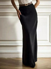 Casual Satin Women'S Skirt Spring Summer Fashion Loose High Waist Maxi Skirts Elegant Simple Slik Fishtail Skirt voguable