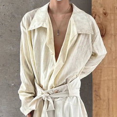 Voguable  Men's Button Down Shirt Irregular Long Sleeve Shirt Vintage Casual Loose Shirt Jacket Tops Casual Sweatshirt Streetwear Vintage voguable