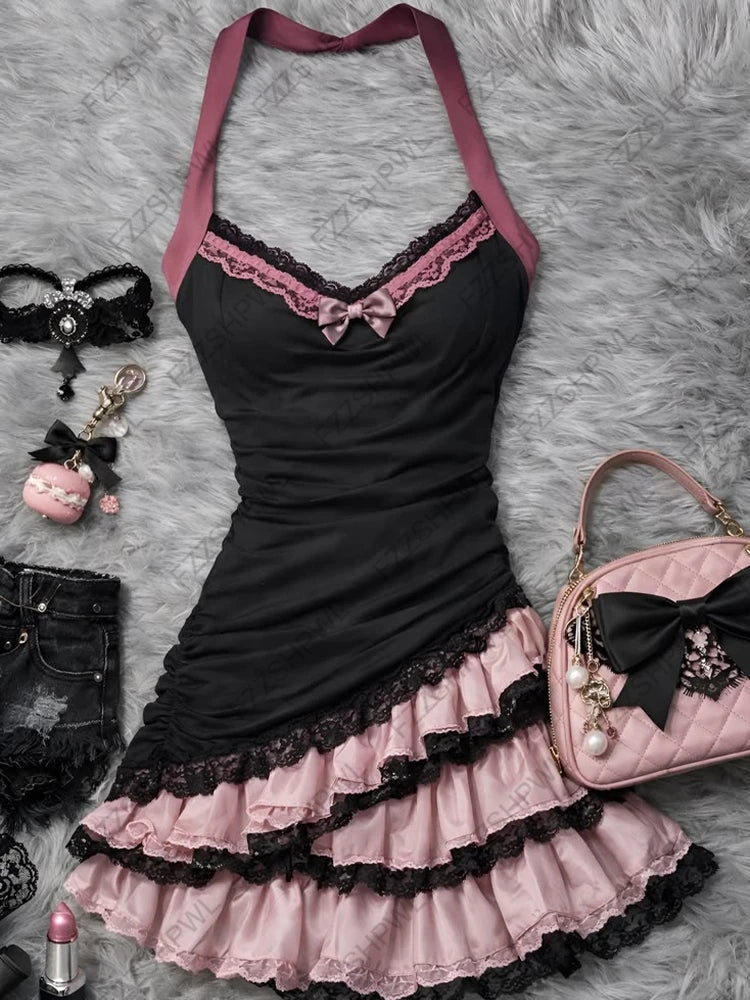 Voguable  Y2K Women's Camisole Top Fashionable Kawaii Cute Harajuku Sweet Korean Style Bow Accessories Everyday Sexy Slim Fit Casual Tops voguable