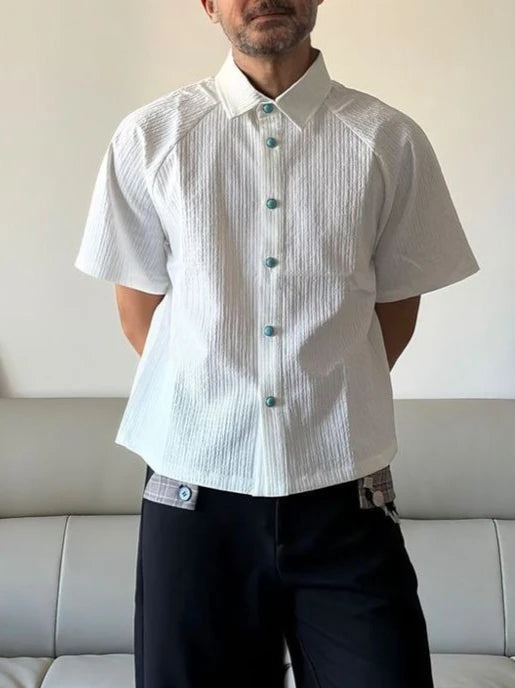Voguable  Men's Loose Beach Shirt Vintage Printed Casual Lapel Neck Short Sleeve Shirt Lightweight Soft Fabric Summer Holiday Daily Wear voguable