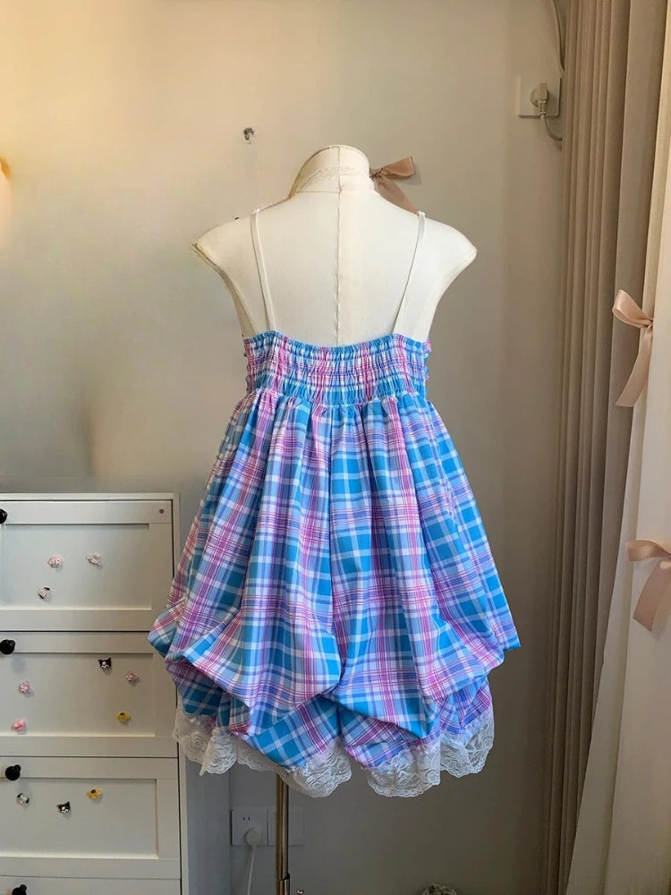 Voguable  Japanese Kawaii Lolita Bow Strap Dress Evening Party Dress Print Vintage Elegant Slim Harajuku One Piese Dress Korean Chic voguable