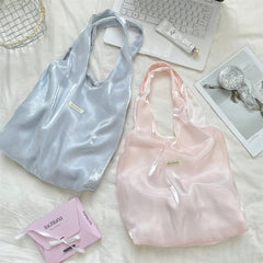 Korean Elegant Y2k Aesthetic Chic Shoulder Handbags Glossy Tender Fairy Underarm Bag Trendy Fashion Casual Women Shopping Bags voguable