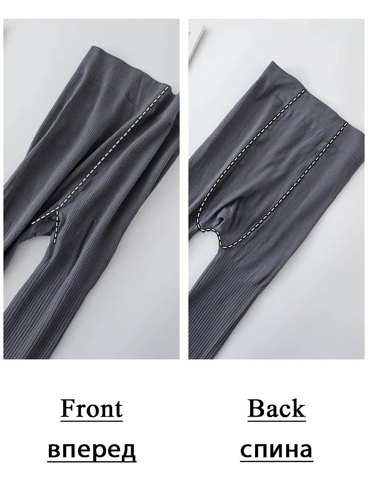 Knit Ribbed Pantyhose Women Sexy See-Through Stockings Black Striped Lace Tights For Women Skinny Leggings Pantyhose New voguable