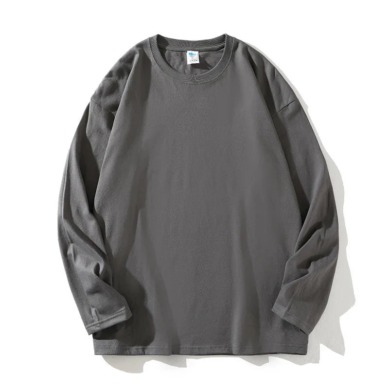 Long Sleeve Mens T Shirt Ripped Base O-neck Casual Spring Male Tops Loose Streetwear Unisex Tees gotmes-shop