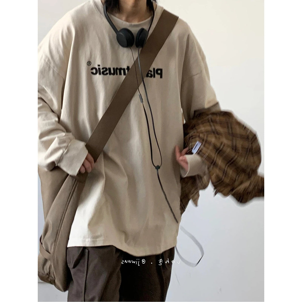 Cityboy Spring Autumn Street Letter Print Pure Cotton Long Sleeve T-shirt Men and Women Students Casual Loose Fashion Sweater voguable