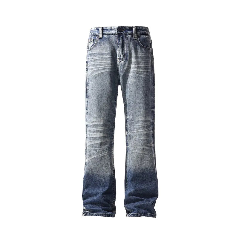 Mens Straight Leg Jeans Business Casual Vintage Blue Denim Pants for Middle Aged Man Classic Fit man trousers voguable
