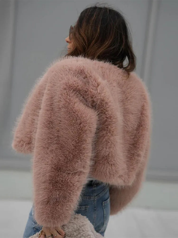 Women's Imitation Mink Fur Short Jacket 2024 New Winter Warm Faux Fur Coat Fashion Female Streetwear Outwear voguable