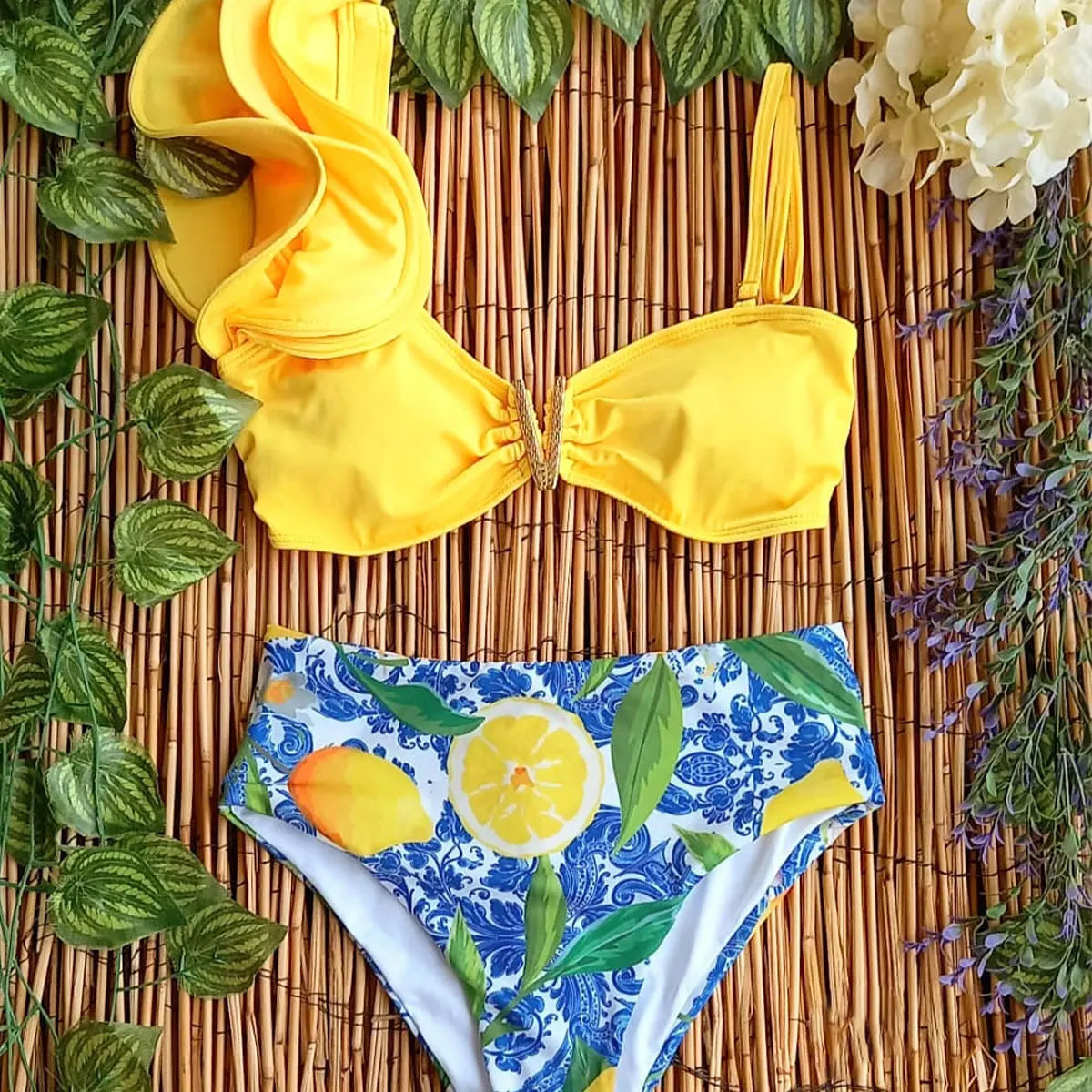 New High Waist Bikini Swimwear Women Swimsuit Push Up Bikinis Women Bathing Suit Biquini Ruffle Bikini Summer Beach Wear voguable