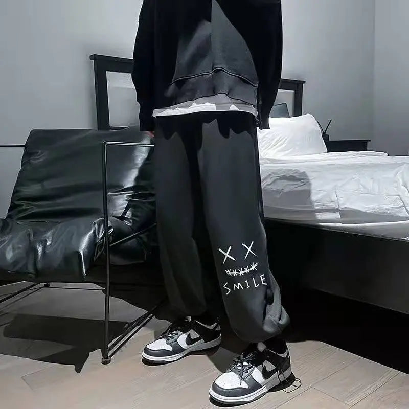 Voguable  Smile Streetwear Sweatpants Male Vintage Y2k Casual Joggers Men Sport Ankle-length Trousers Basketball Man voguable