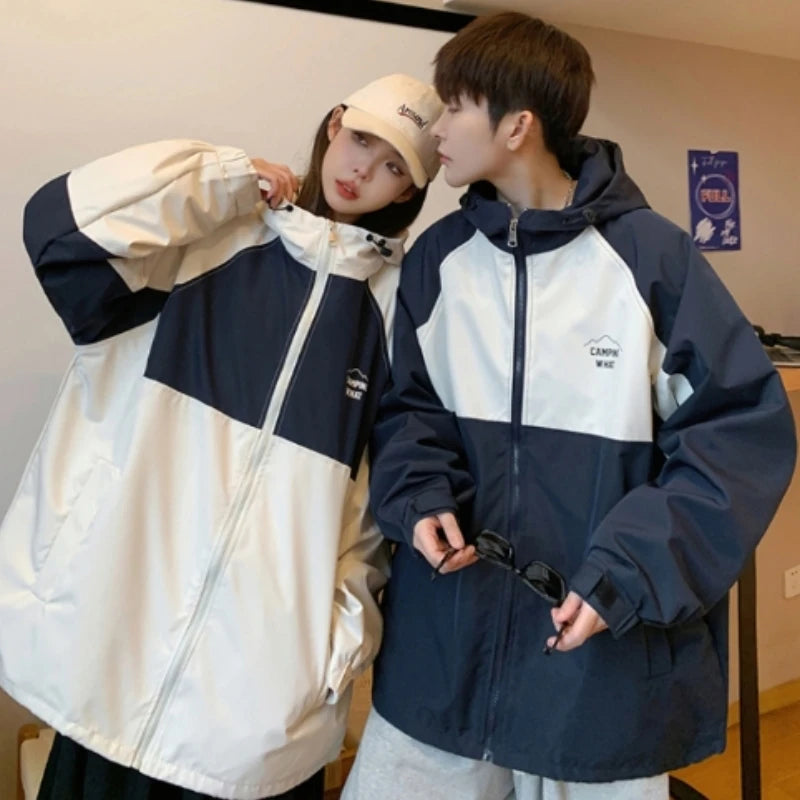 Voguable  High-End Men & Women Charge Jacket New Windbreaker Waterproof Korean Version Baseball  Jacket Ins Hooded Couple Sport Coat voguable