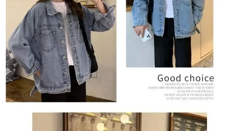 Vintag Distressed Autumn New Denim Jackets Women Lapel Solid Pockets Button High Street Long Sleeve Loose Short Cowboy Coats Top voguable