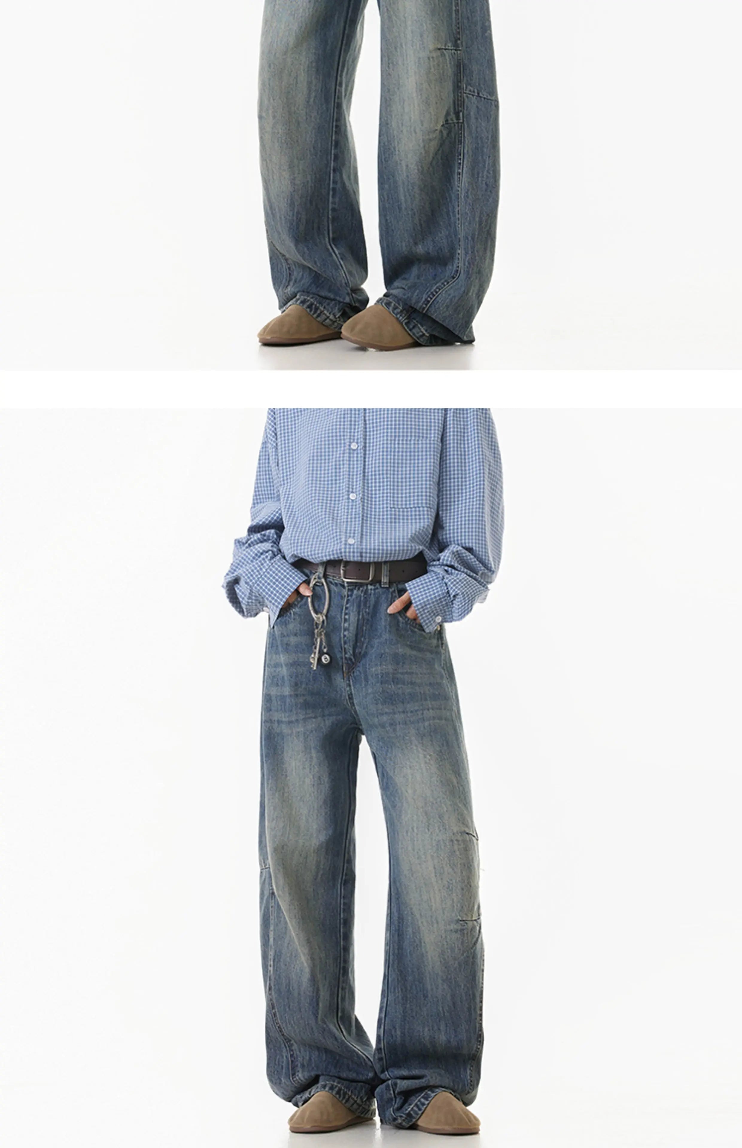 2025 Spring Men Denim Pants Straight Droop Vintage Loose Bottom Straight Wide Leg Casual Male Trousers Korean Style baggy jeans voguable