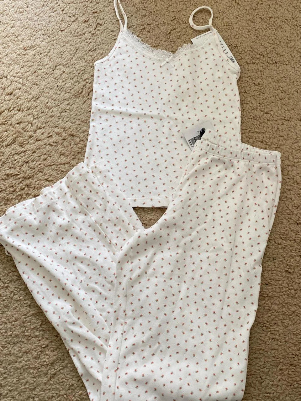 Skull Print Gray Vest Pants 2 Pieces Set Pajama Woman Sleeveless Slim Tank Top High Waist Straight Long Pant Cotton Vintage Sets voguable