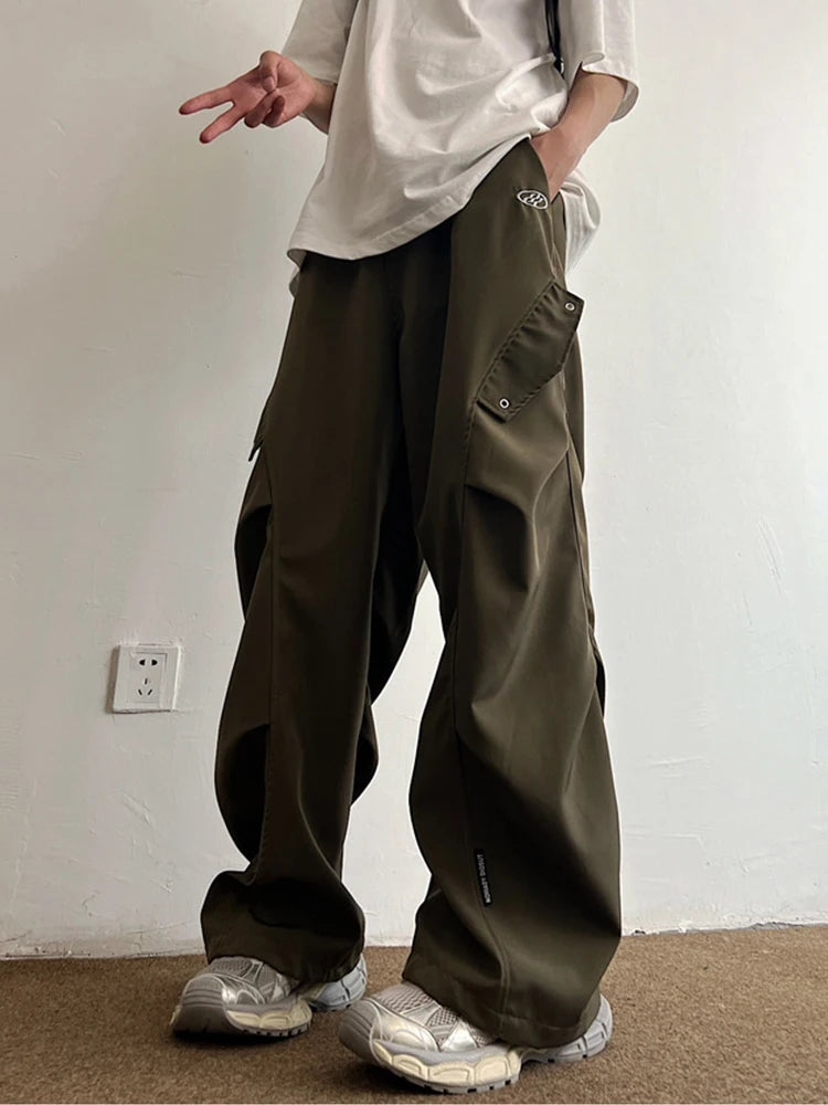 Voguable  Techwear Parachute Cargo Pants Men Hip Hop Wide Leg Trousers Male Quick Drying Streetwear Loose Oversize Korean Hip Hop voguable