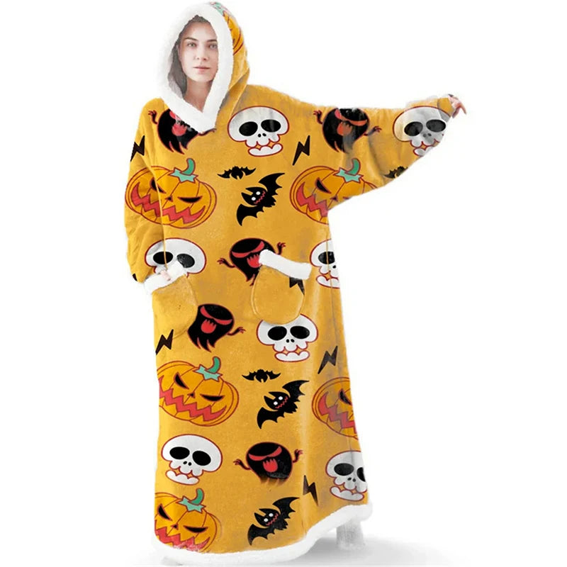 Oversized Hoodie Blanket Women Winter Warm Plush Hoodies Sweatshirt Men Loose Casual Super Long TV Blanket Giant Hoodie Blankets voguable
