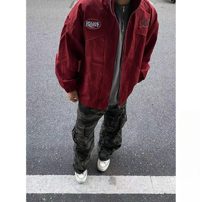 American Retro Trend College Style Patch Embroidered Lapel Jacket Men Women Fashion Loose Casual Versatile Jacket Trendy Tops voguable