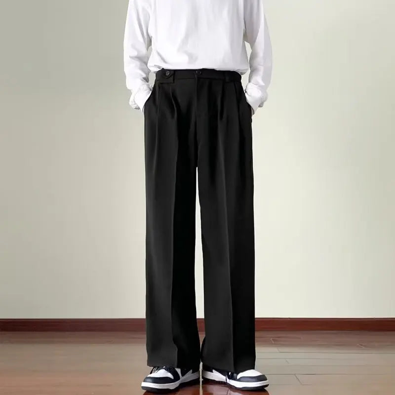 Voguable Brown Black Suit Pants Men Fashion Social Men Dress Pants Korean Loose Straight Wide Leg Pants Men Office Formal Trousers voguable